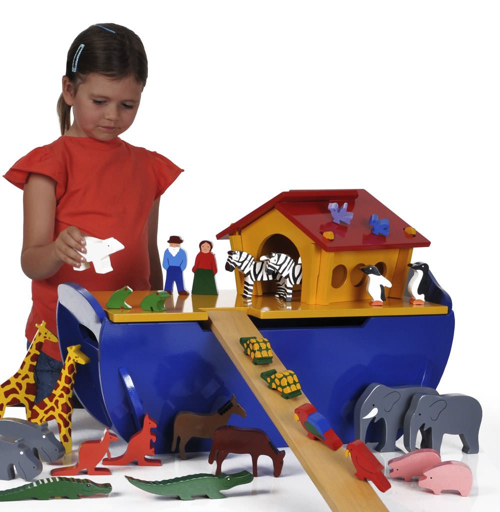 wooden noah's ark toy set