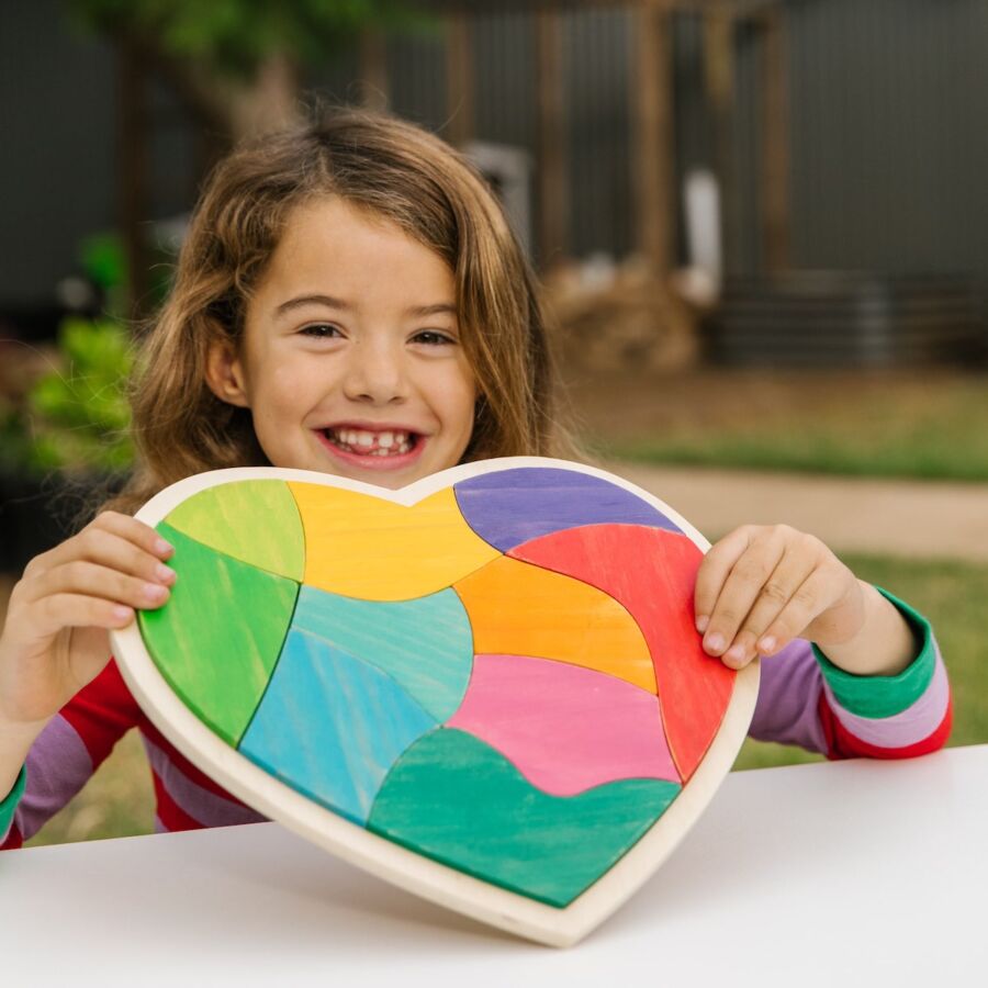 The Freckled Frog Heart Full of Colors Wooden Puzzle - 10 pc main image 0